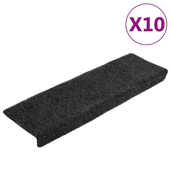 vidaXL Maty na schody samoprzylepne 10 szt. 65x21x4 cm ciemnoszare prostokątne krawędzie