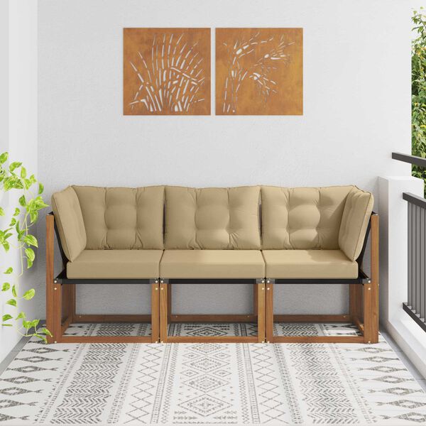 vidaXL Modułowa sofa na zewnątrz z poduszką 3 Sztuka Naturalny