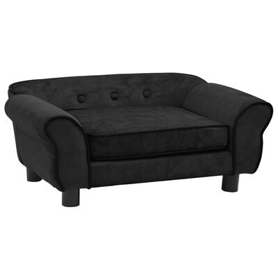 vidaXL Sofa dla psa, czarna, 72x45x30 cm, pluszowa