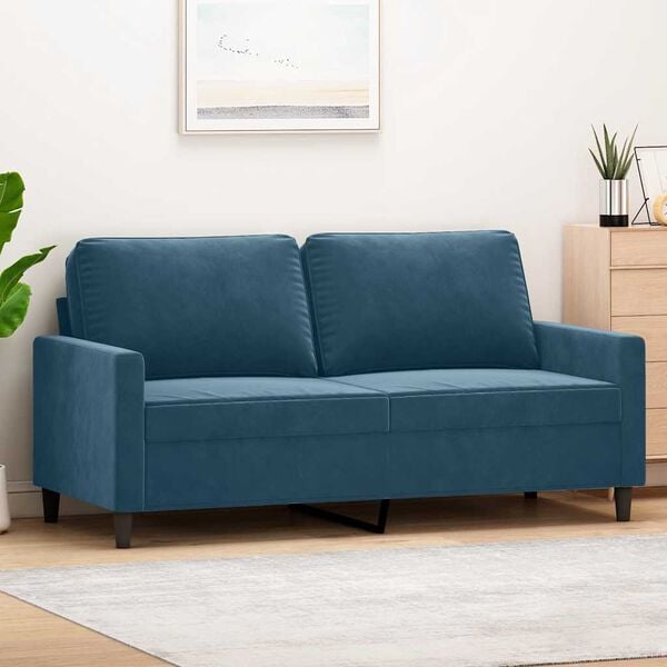 vidaXL Sofa 2-osobowa, niebieski, 140 cm, tapicerowana aksamitem