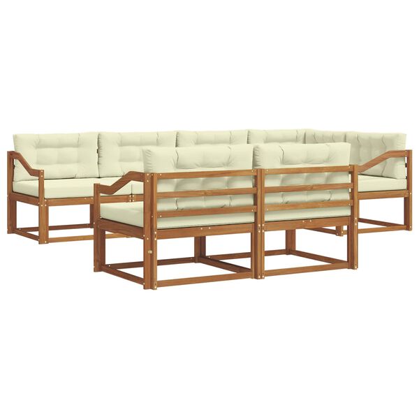 vidaXL Zestaw sof na zewnątrz z poduszką 7 pcs Naturalny i Kremowy