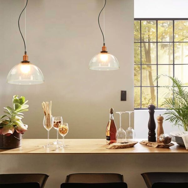vidaXL Lampy wiszące, 2 szt., przezroczyste, okrągłe, 30 cm, E27