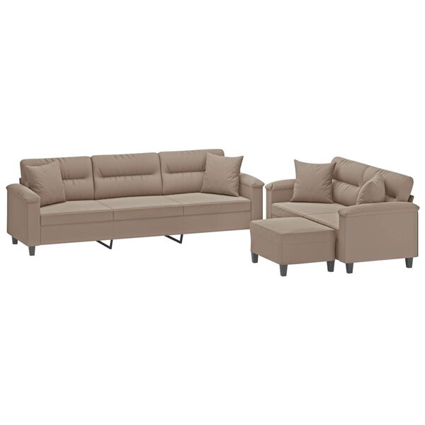 vidaXL 3-częściowy komplet wypoczynkowy, taupe, mikrofibra