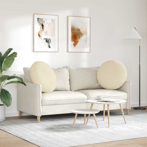 vidaXL Poduszki na siedziska 2 pcs Kremowy &Oslash;80 x 29 cm tkanina