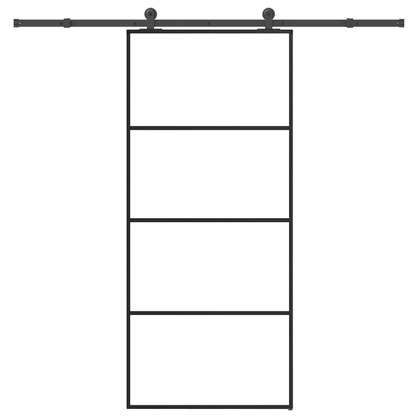 vidaXL Drzwi przesuwne z osprzętem, 90x205 cm, szkło ESG i aluminium