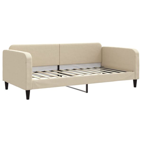 vidaXL Sofa rozsuwana z materacami, kremowa, 100x200 cm, tkanina