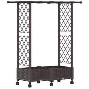 vidaXL Podniesione ł&oacute;żko z kratką i dachem brązowy 122,5 x 40 x 127 cm