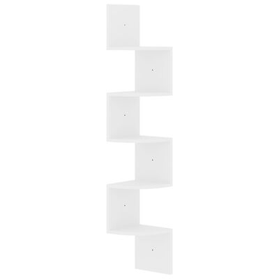 vidaXL Narożna półka ścienna, wysoki połysk, biała, 19x19x123 cm