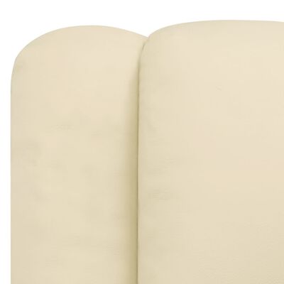 vidaXL Fotel masujący, kremowy, tapicerowany skórą naturalną