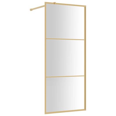 vidaXL Ścianka prysznicowa, przezroczyste szkło ESG, złota, 80x195 cm