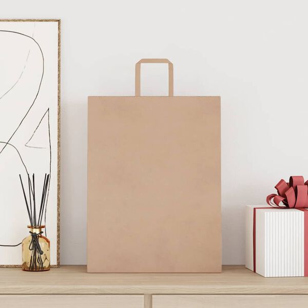 vidaXL Torby papierowe 50 szt. z uchwytami Brązowe 32x12x42 cm