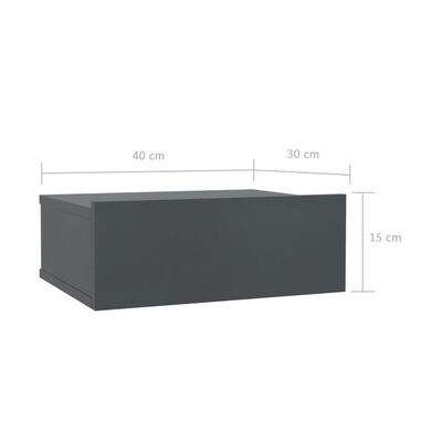 vidaXL Wisząca szafka nocna, szara 40x30x15 cm materiał drewnopochodny