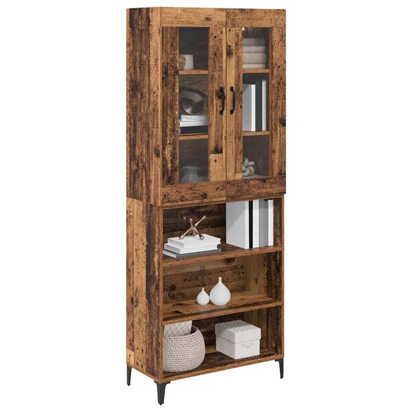 vidaXL Highboard Montowane na ścianie Stare drewno 69,5 x 34 x 180 cm