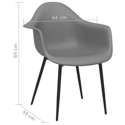 vidaXL Krzesła stołowe, 2 sztuki, szare, PP