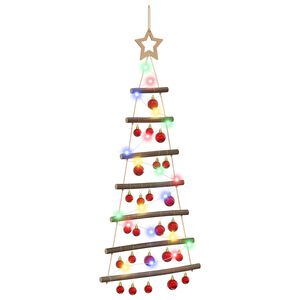 vidaXL Wisząca choinka świąteczna z bombkami 90 cm 30 LED