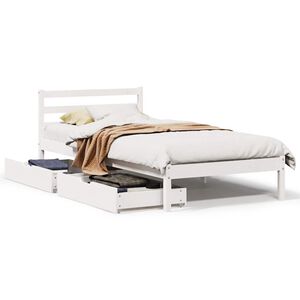 vidaXL Rama ł&oacute;żka bez materaca, biała, 75x190 cm, lite drewno sosnowe