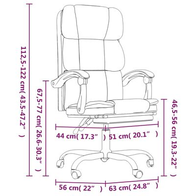 vidaXL Rozkładany fotel biurowy, kolor taupe, obity tkaniną