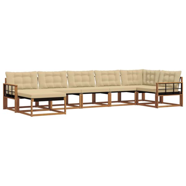 vidaXL Zestaw sof na zewnątrz z poduszką 21 pcs Naturalny i Beżowy