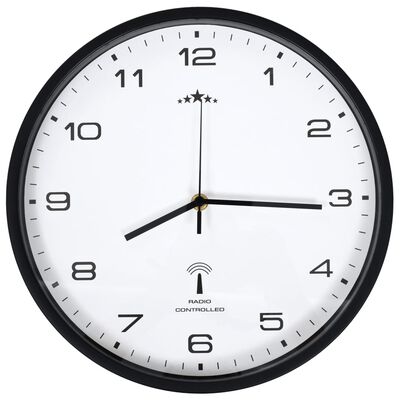 vidaXL Sterowany radiowo zegar kwarcowy, 31 cm, biało-czarny