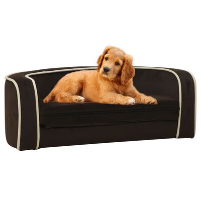 vidaXL Rozkładana sofa dla psa, brązowa, 73x67x26 cm, pluszowa