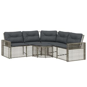 vidaXL Narożna sofa ogrodowa z poduszkami i podn&oacute;żkiem, polirattan