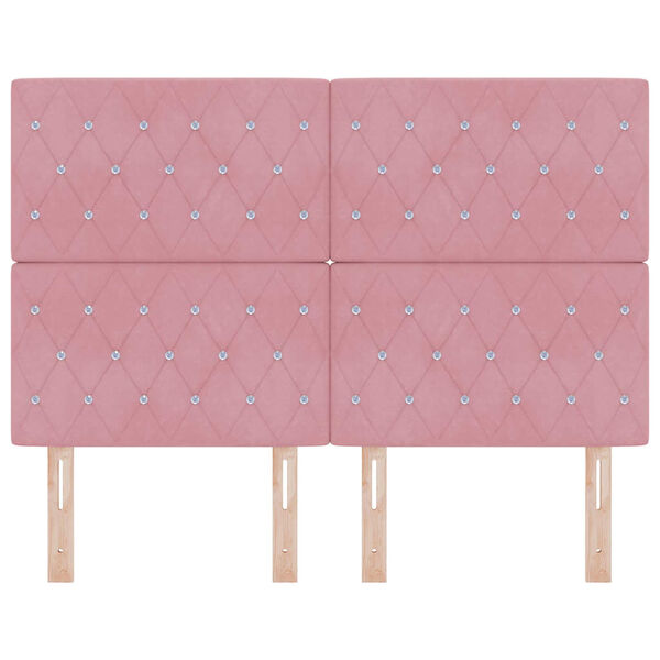 vidaXL Zagł&oacute;wek Z zagł&oacute;wkiem R&oacute;żowy 144 cm Sk&oacute;ra ekologiczna