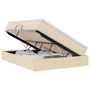 vidaXL Ł&oacute;żko z miejscem na przechowywanie i materacem Kremowy