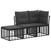 vidaXL Zestaw sof na zewnątrz z poduszką 3 pcs Czarny Poliester