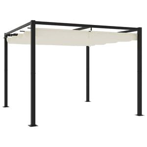 vidaXL Altana ogrodowa ze zwijanym dachem, kremowa, 3x3 m, stalowa