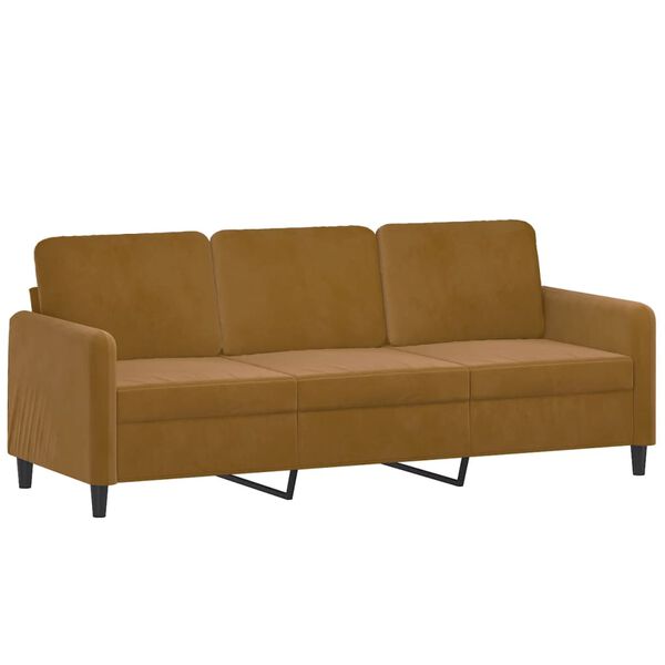 vidaXL 3-osobowa sofa z podn&oacute;żkiem, brązowy, 180 cm, aksamit