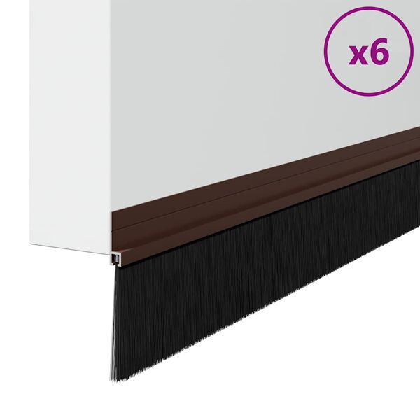 vidaXL Szczotki uszczelniające do drzwi samoprzylepne 6 pcs Brązowy