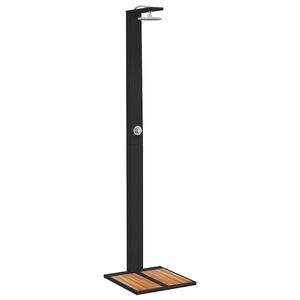 vidaXL Prysznic ogrodowy, czarny, 50x55x224 cm, polirattan i akacja
