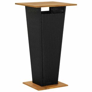 vidaXL Stolik barowy, czarny, 60x60x110 cm, rattan PE i lita akacja
