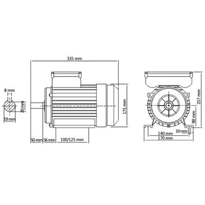vidaXL Silnik elektryczny, 1-fazowy, aluminium, 1,5kW/2HP, 2P, 2800rpm