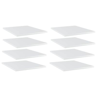 vidaXL Półki na książki, 8 szt., wysoki połysk, białe, 40x50x1,5 cm