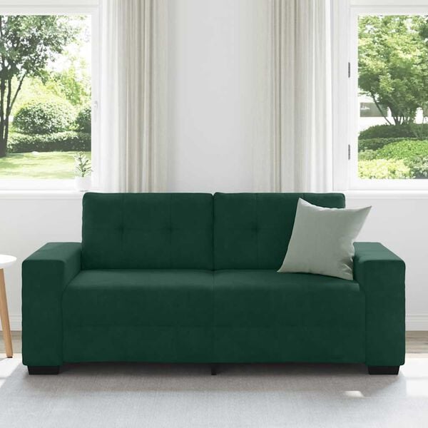 vidaXL Sofa dwuosobowa, ciemnozielona, 180x77x82 cm, aksamit