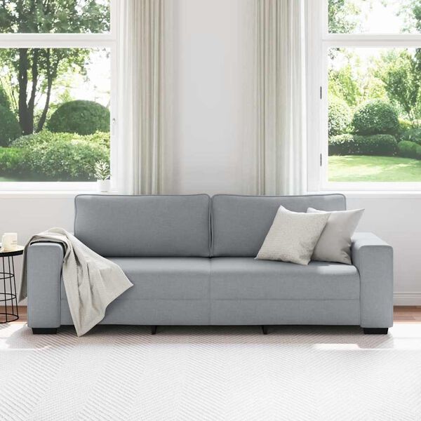 vidaXL Sofa 3-osobowa, jasnoszara, 220x77x82 cm, tapicerowana tkaniną