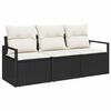 vidaXL Zestaw Sof 3 pcs Czarny polirattan