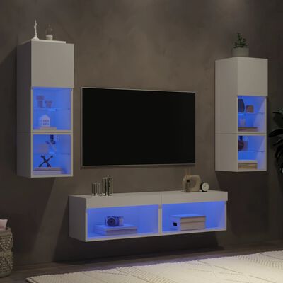 vidaXL 6-częściowy zestaw mebli TV z LED, biały