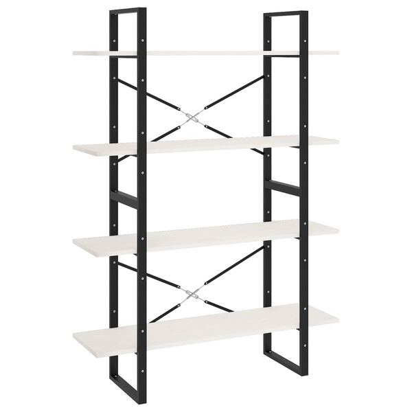 vidaXL Regał na książki, 4 półki, biały, 100x30x140 cm, drewno sosnowe