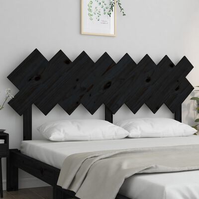 vidaXL Wezgłowie łóżka, czarne, 159,5x3x80,5 cm, lite drewno sosnowe