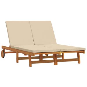 vidaXL Leżak Brązowy 125 x 200 x 84 cm Lite Drewno Akacji