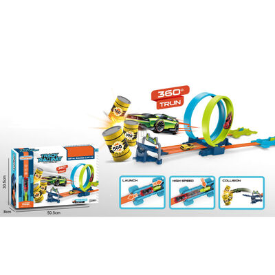 Tender Toys 24-cz., zabawkowy tor wyścigowy, szaro-niebieski