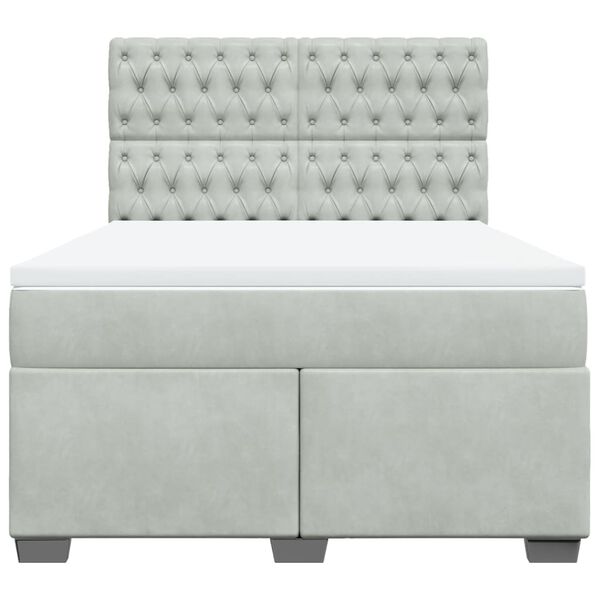 vidaXL Ł&oacute;żko kontynentalne z materacem, jasnoszare, aksamit, 140x190cm