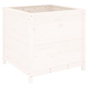 vidaXL Donica ogrodowa, biała, 82,5x82,5x78 cm, lite drewno sosnowe