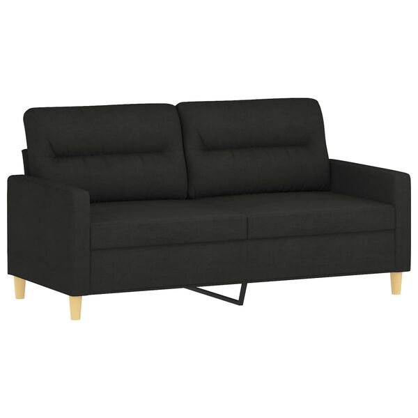 vidaXL Sofa 2-osobowa, czarna, 140 cm, tapicerowana tkaniną