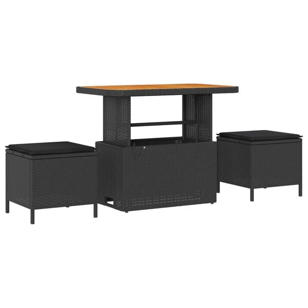 vidaXL Zestaw Sof na Ogród 8 pcs Czarny polirattan