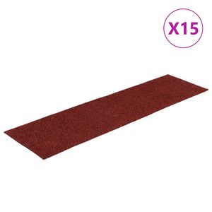 vidaXL Maty na schody samoprzylepne 15 szt. 76x20 cm Bordowo-czerwone prostokątne