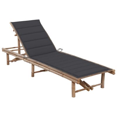 vidaXL Ogrodowy leżak z poduszką, bambusowy