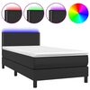 vidaXL Ł&oacute;żko kontynentalne z materacem i LED czarna ekosk&oacute;ra 100x200cm
